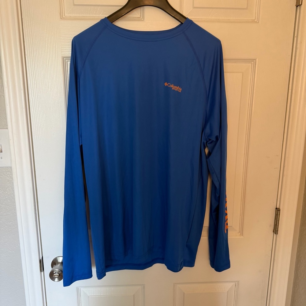 Columbia Men's Long-Sleeve Performance Tee - Blue with Orange Logo
